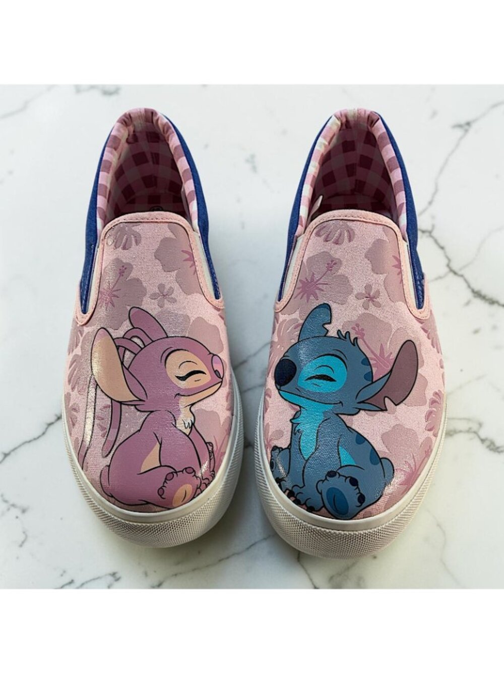 Disney Women's Stitch and Angel Slip on Sneakers Shoes Size 10, Pink & Blue